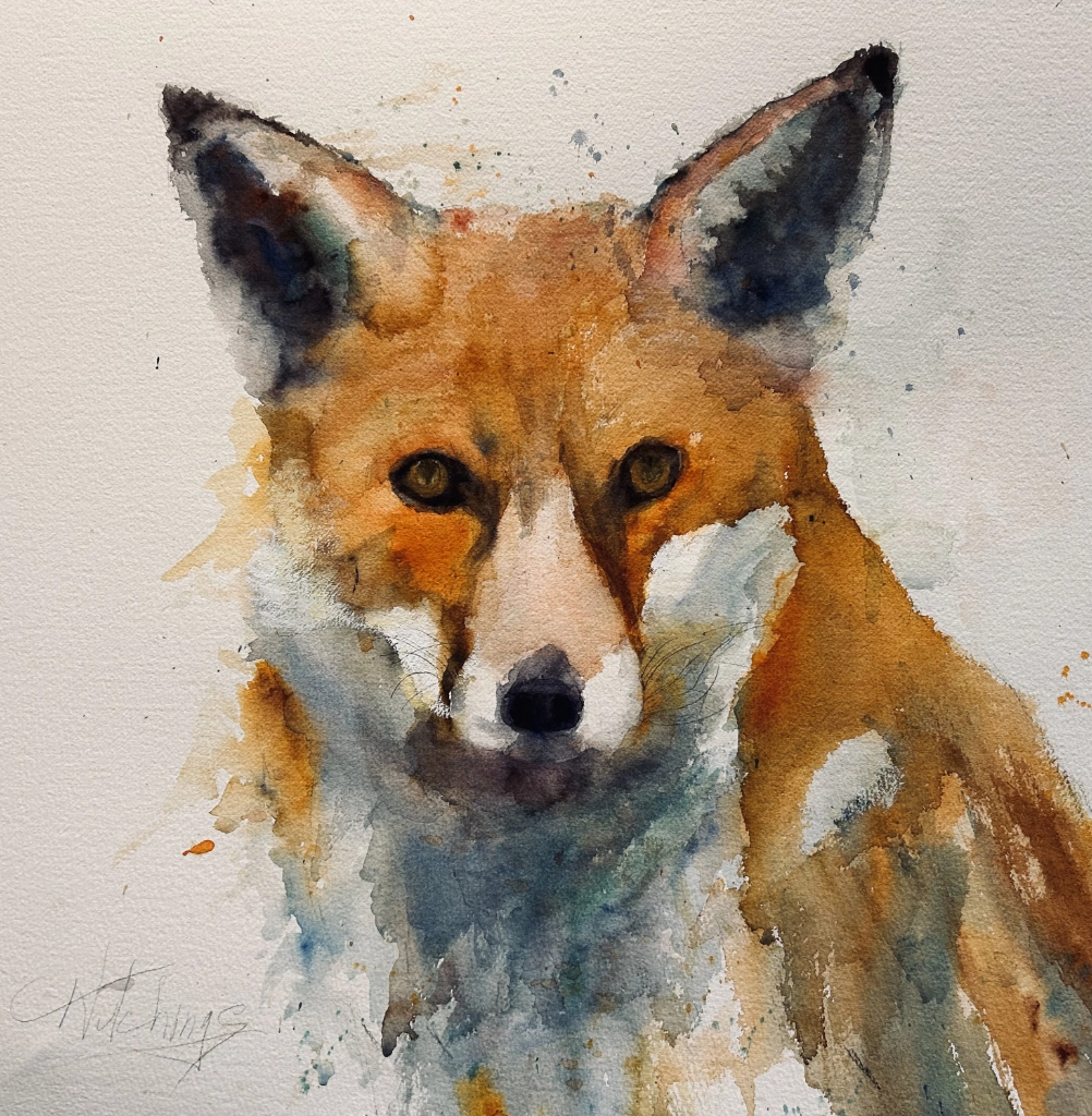 Fox Original Watercolor Deborah Hutchings