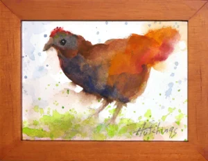 Miniature Original Watercolor Hen