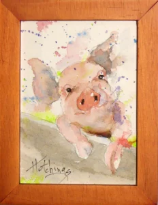 Miniature Original Watercolor Pig