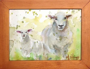 Miniature Original Watercolor Sheep